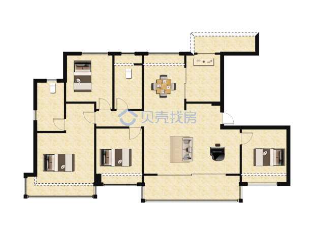 居室：4室2厅2卫 建面：145m²