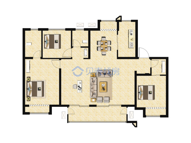 居室：3室2厅2卫 建面：128m²