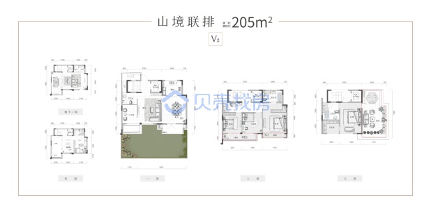 居室：3室2厅3卫 建面：205m²