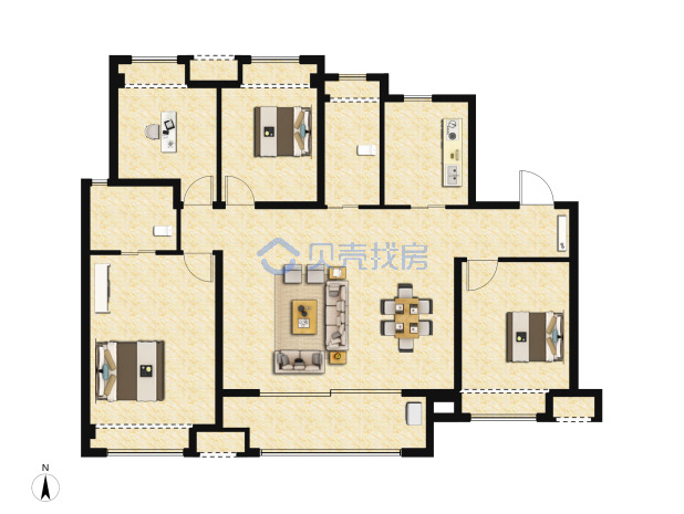 居室：4室2厅2卫 建面：123m²
