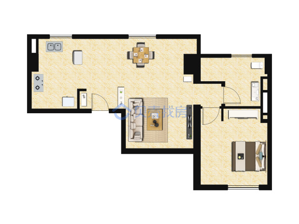 居室：1室2厅1卫 建面：68m²