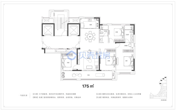居室：4室2厅2卫 建面：175m²
