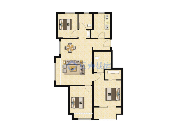居室：3室2厅2卫 建面：93m²