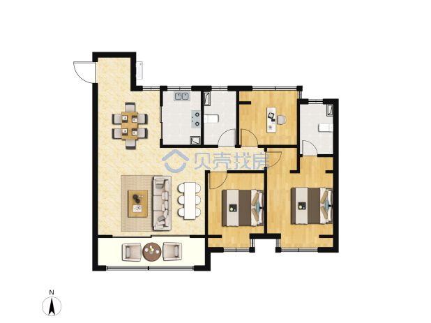 居室：3室2厅2卫 建面：118m²