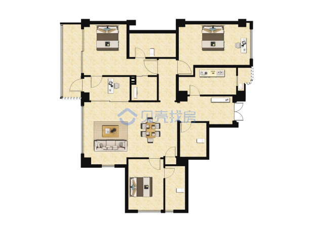 居室：4室2厅3卫 建面：199m²