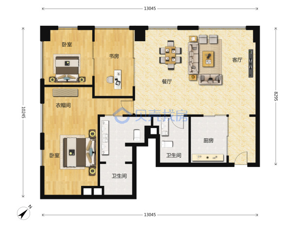 居室：2室2厅2卫 建面：168m²