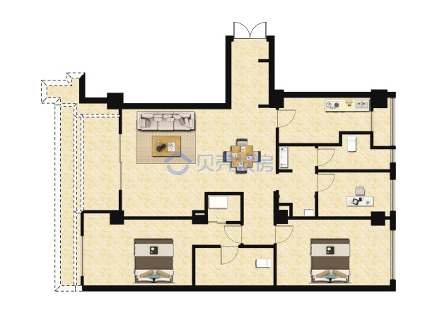居室：3室2厅2卫 建面：176m²
