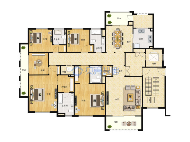 居室：4室2厅4卫 建面：230m²
