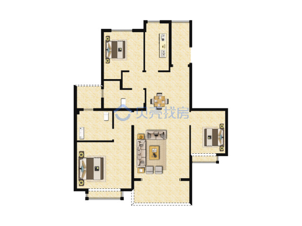 居室：3室2厅2卫 建面：113m²