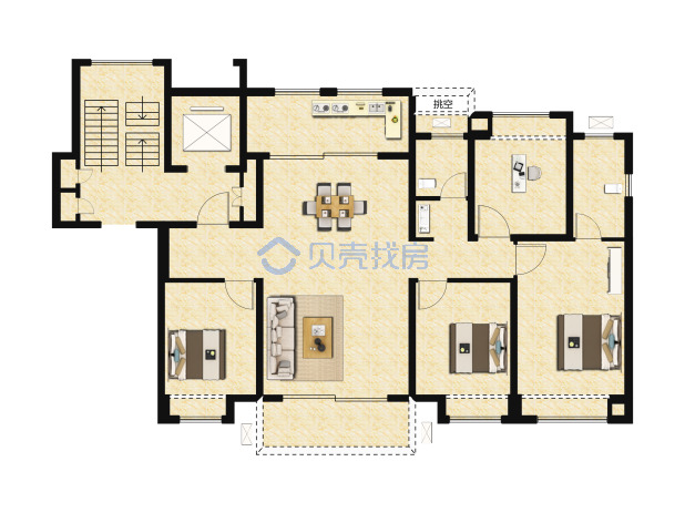 居室：4室2厅2卫 建面：125m²