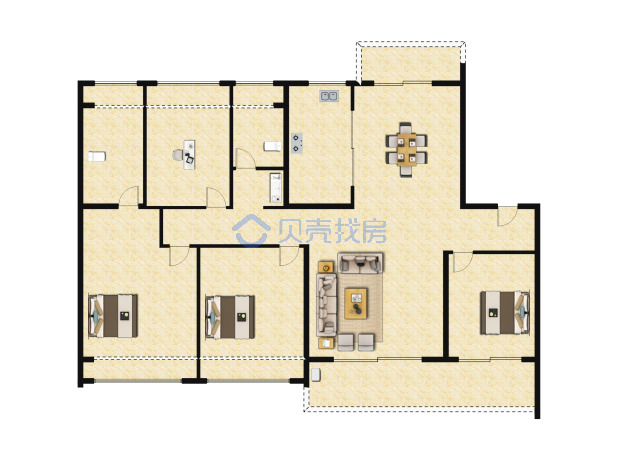 居室：4室2厅2卫 建面：135m²
