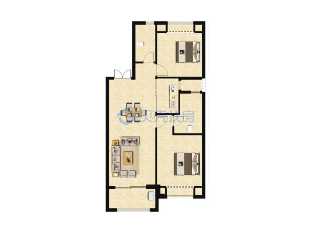 居室：2室2厅2卫 建面：104m²