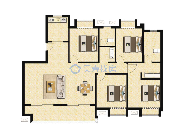 居室：4室2厅2卫 建面：148m²