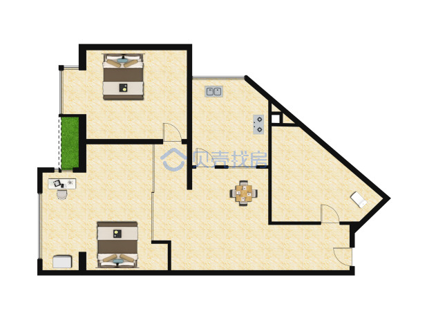 居室：2室1厅1卫 建面：78m²