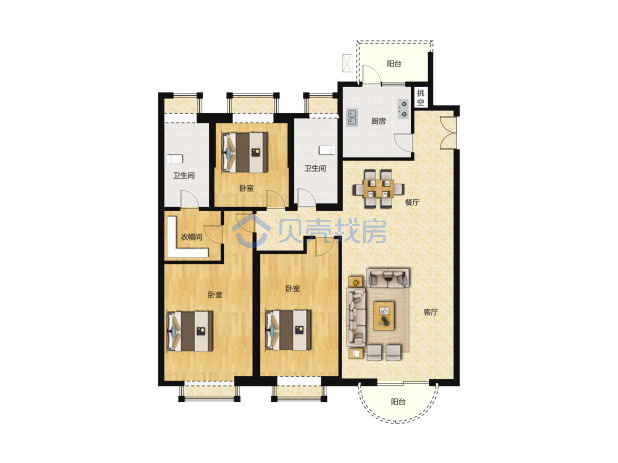 居室：3室2厅2卫 建面：186m²