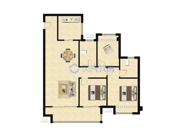 居室：3室2厅2卫 建面：105m²
