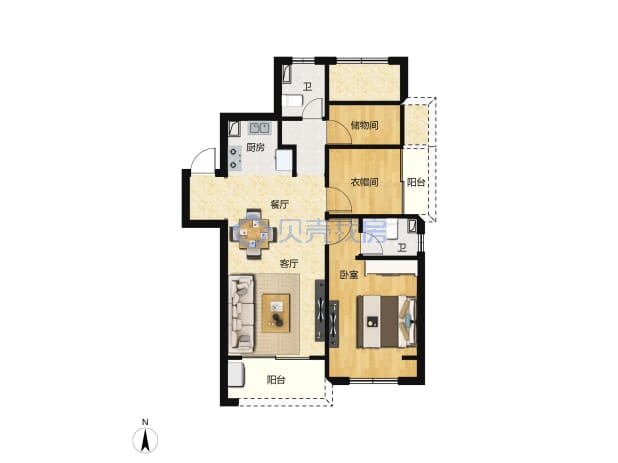 居室：2室2厅2卫 建面：89.55m²