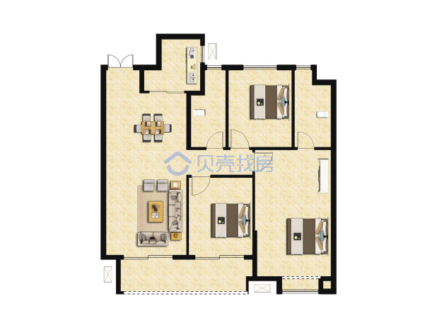 居室：3室2厅2卫 建面：107m²