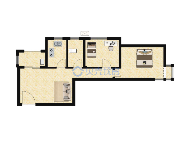 居室：2室1厅1卫 建面：65.56m²