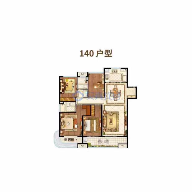居室：4室2厅2卫 建面：140m²