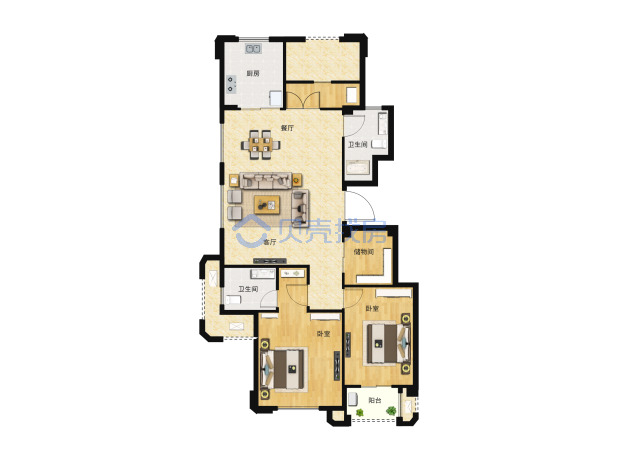 居室：4室2厅2卫 建面：97m²
