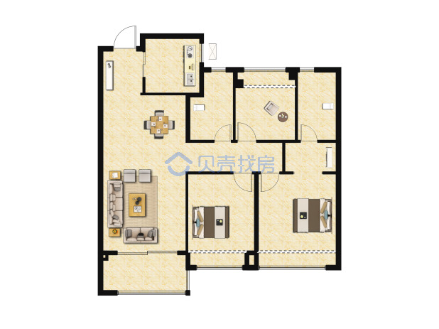 居室：3室2厅2卫 建面：89m²