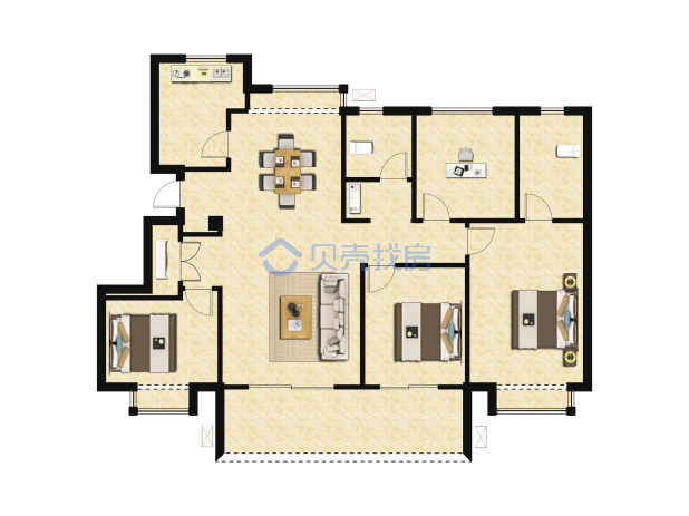 居室：4室2厅2卫 建面：119m²