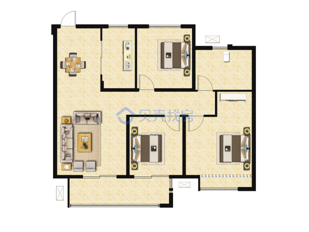 居室：3室2厅2卫 建面：102m²