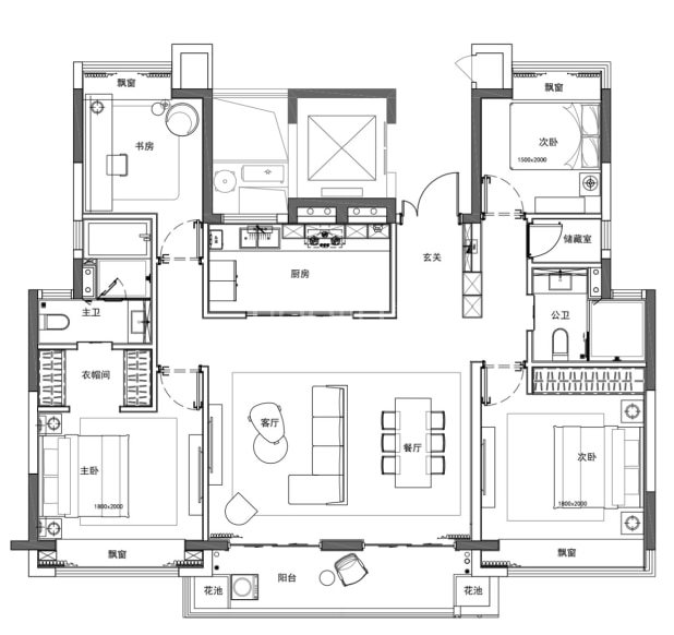 居室：4室1厅2卫 建面：147m²