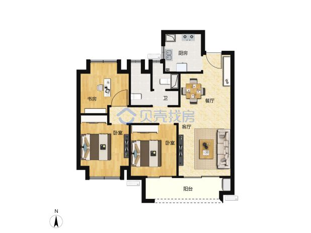 居室：3室2厅2卫 建面：87m²