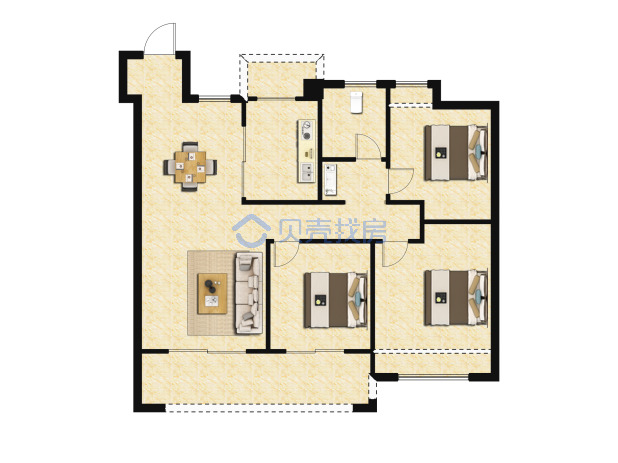 居室：3室2厅1卫 建面：98m²