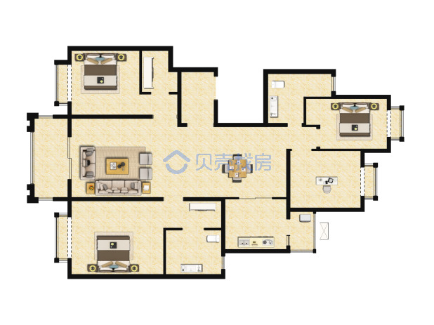 居室：4室2厅2卫 建面：168m²