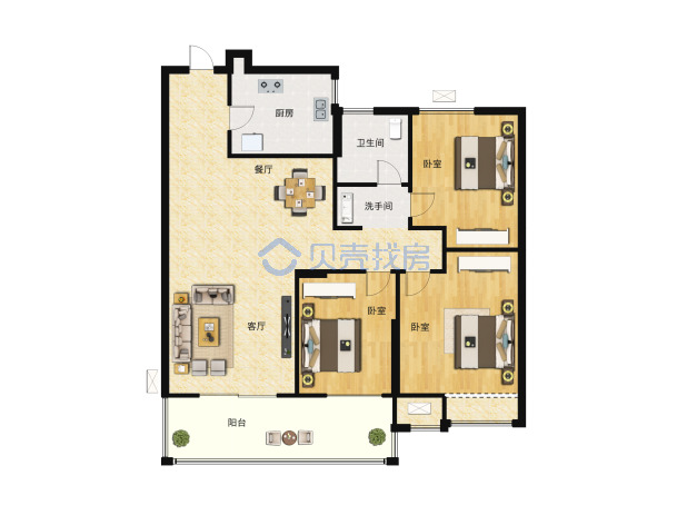 居室：3室2厅1卫 建面：99.25m²