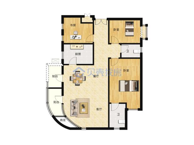 居室：3室2厅2卫 建面：151m²