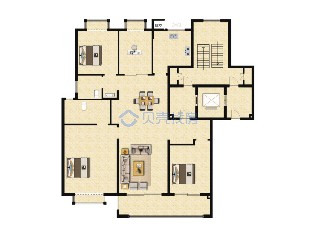 居室：4室2厅2卫 建面：136m²