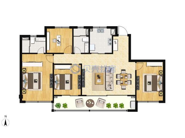 居室：4室2厅2卫 建面：145m²