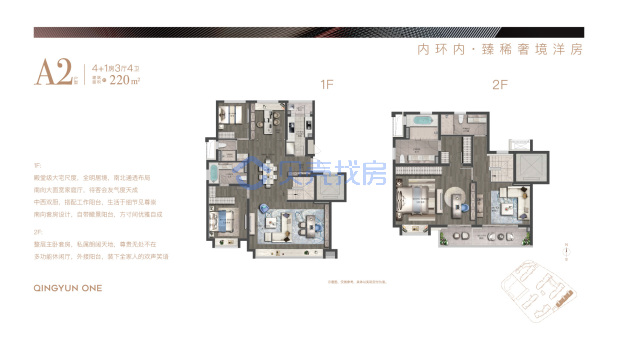居室：4室3厅4卫 建面：220m²
