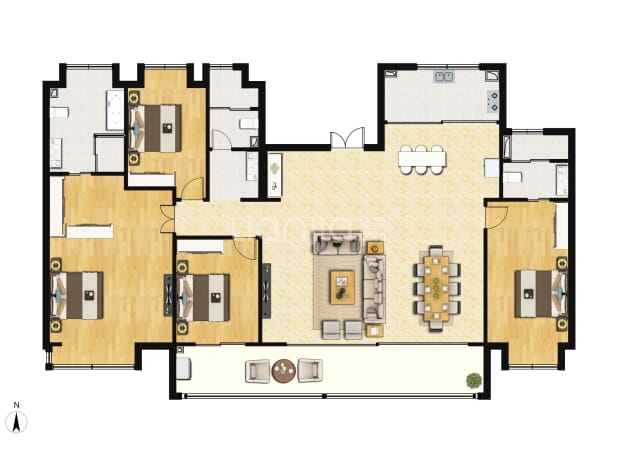 居室：4室2厅3卫 建面：235m²