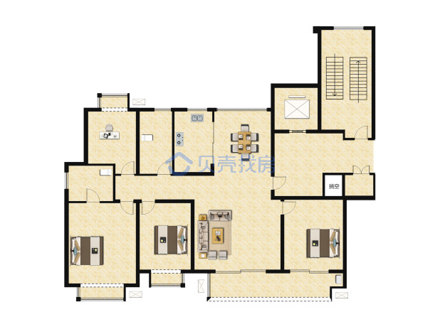 居室：3室2厅2卫 建面：130m²
