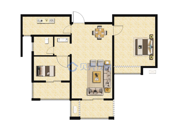 居室：2室2厅1卫 建面：90m²