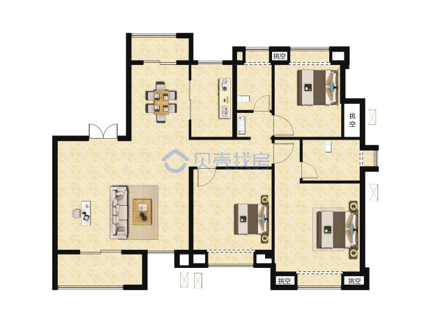 居室：3室2厅2卫 建面：127m²