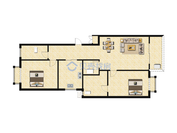 居室：3室2厅2卫 建面：122m²