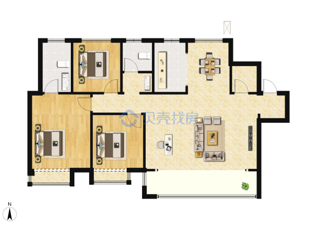 居室：3室2厅2卫 建面：128m²