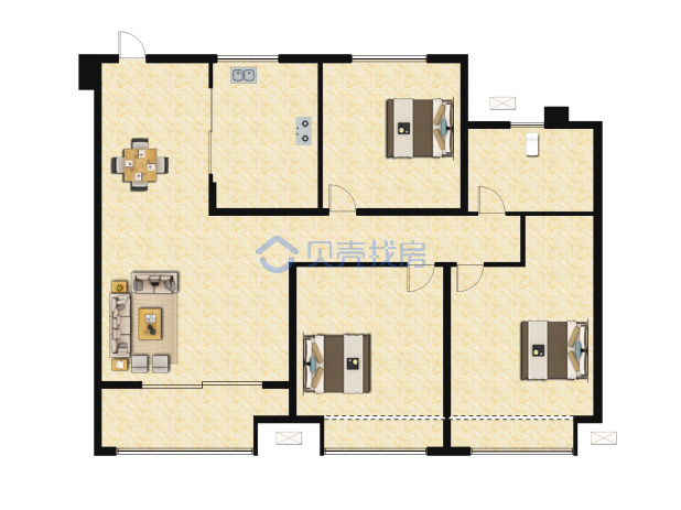 居室：3室2厅2卫 建面：92m²