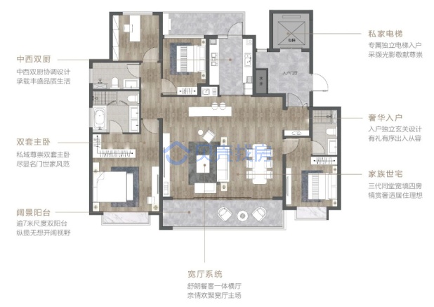 居室：4室2厅2卫 建面：170m²