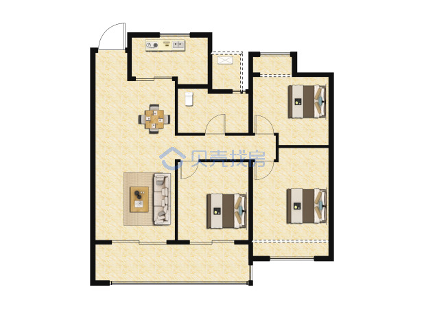 居室：3室2厅1卫 建面：95m²