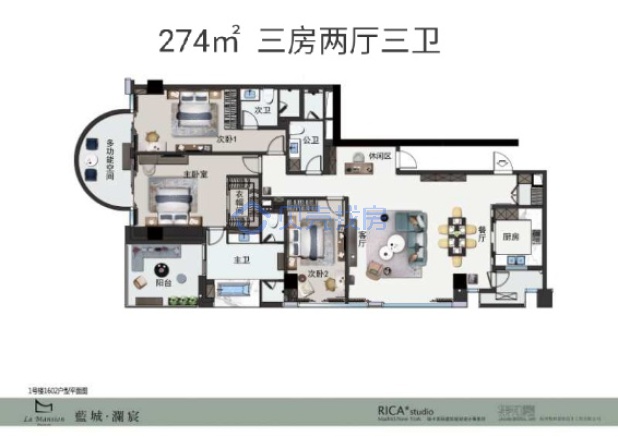 居室：3室2厅2卫 建面：274m²