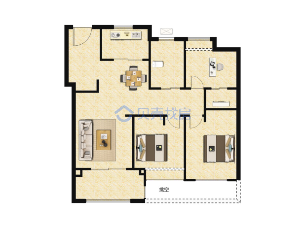 居室：3室2厅1卫 建面：99m²