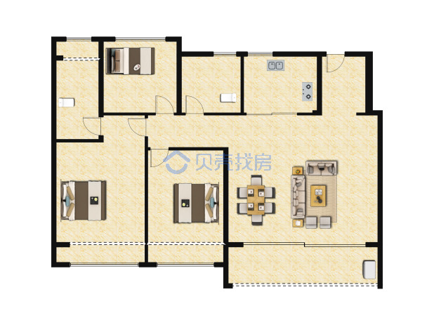 居室：3室2厅2卫 建面：100m²