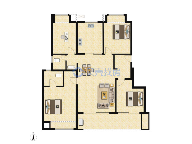 居室：4室2厅2卫 建面：118m²